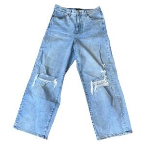 Express Jeans Womens Size 6 SHORT Light Wash 90's Wide Leg Super High Rise
